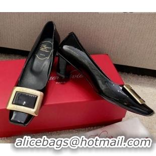 New Style Roger Vivier Belle Vivie Patent Calfskin Pumps 4.5cm 042912 Black 2021