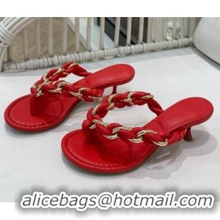 Super Quality Bottega Veneta Dot Entwined Thong Sandals 042871 Red 2021