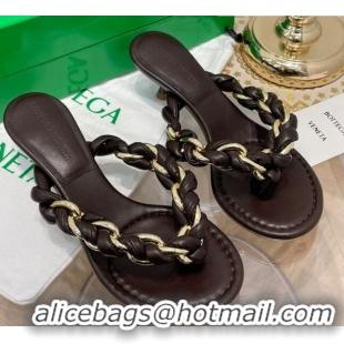 Best Luxury Bottega Veneta Dot Entwined Thong Sandals 042871 Coffee Brown 2021