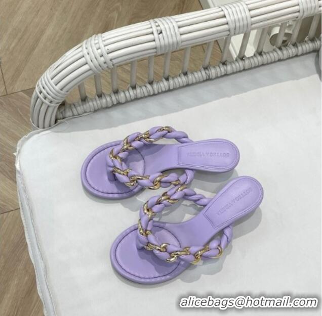 Good Quality Bottega Veneta Dot Entwined Thong Sandals 042871 Purple 2021