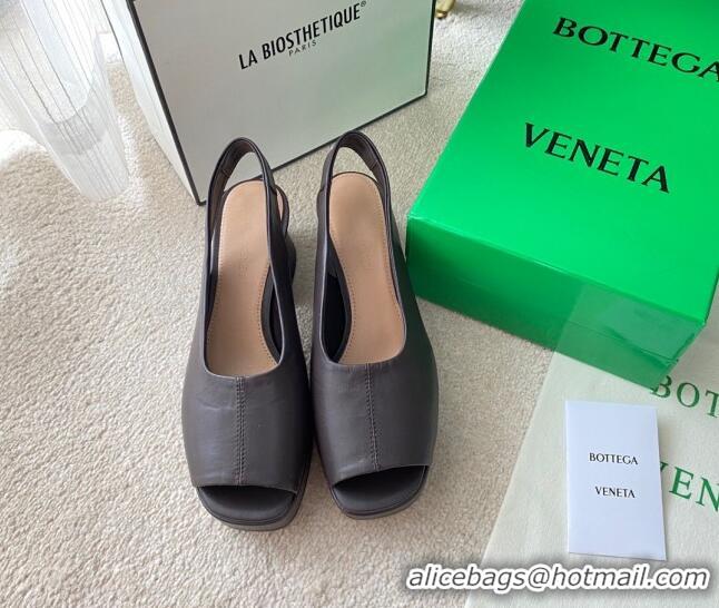 Top Quality Bottega Veneta Stack Slingback Pumps 0430110 Coffee Brown