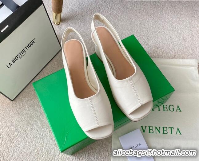 Best Price Bottega Veneta Stack Slingback Pumps 0430110 White