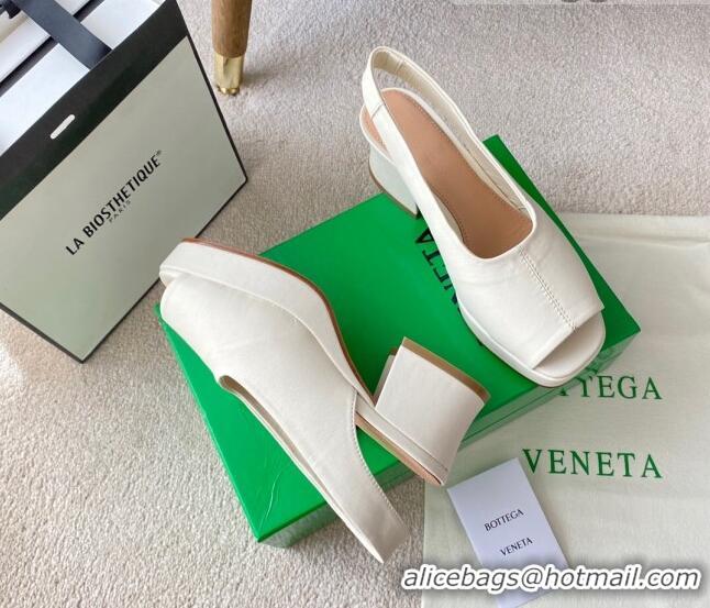 Best Price Bottega Veneta Stack Slingback Pumps 0430110 White