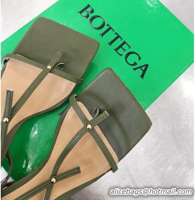 Best Luxury Bottega Veneta Stretch Lambskin Strap Sandals 9cm 050652 Green