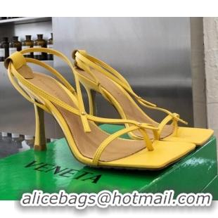 New Design Bottega Veneta Stretch Lambskin Strap Sandals 9cm 050652 Yellow