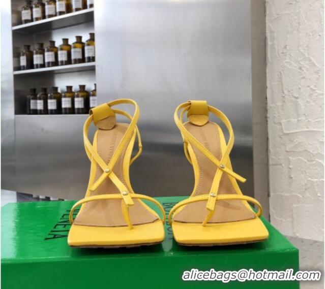 New Design Bottega Veneta Stretch Lambskin Strap Sandals 9cm 050652 Yellow