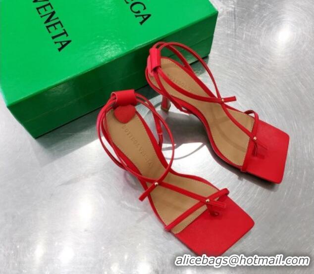 Top Quality Bottega Veneta Stretch Lambskin Strap Sandals 9cm 050652 Red