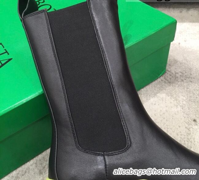 Duplicate Bottega Veneta Tire Calfskin Mid-Calf Chelsea Boots 050795 Black/Kiwi Green 2021