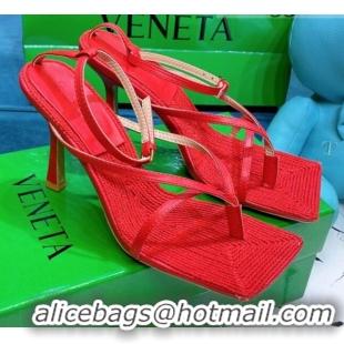 Best Grade Bottega Veneta Stretch Strap Thong Sandals 9cm 060831 Red 2021