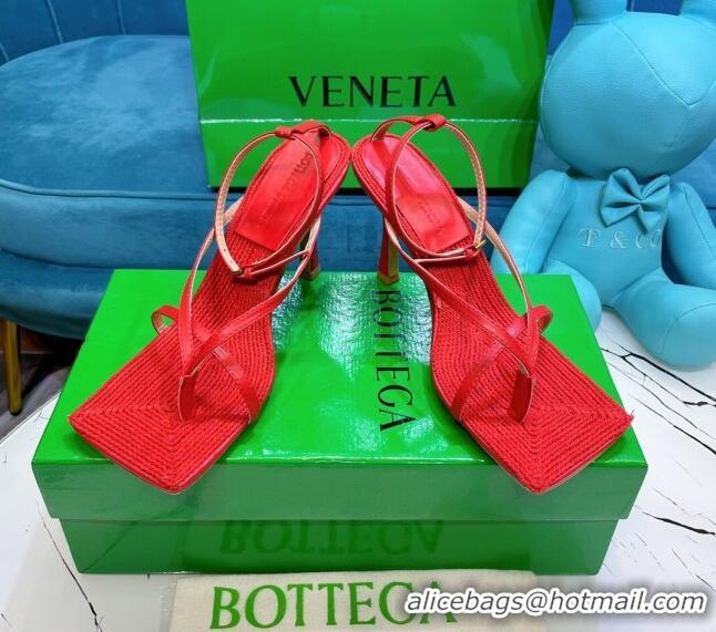 Best Grade Bottega Veneta Stretch Strap Thong Sandals 9cm 060831 Red 2021