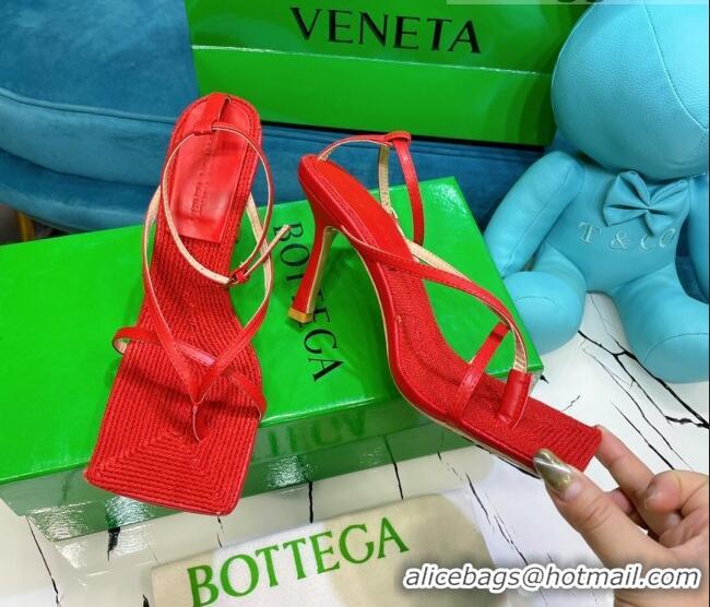 Best Grade Bottega Veneta Stretch Strap Thong Sandals 9cm 060831 Red 2021