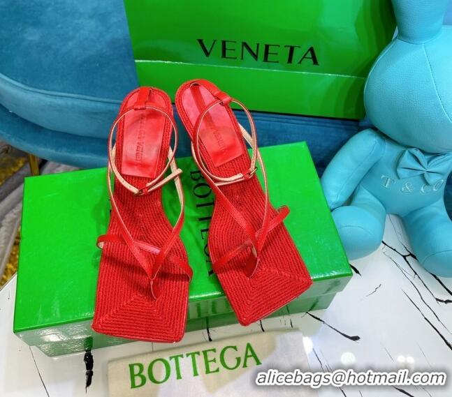 Best Grade Bottega Veneta Stretch Strap Thong Sandals 9cm 060831 Red 2021