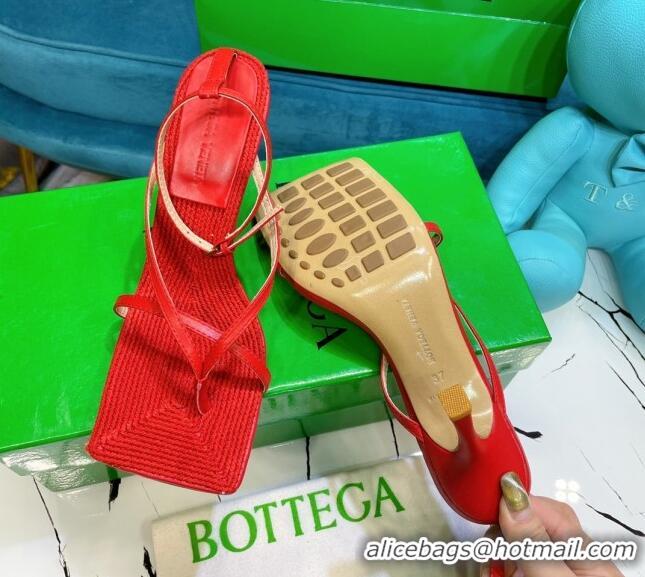 Best Grade Bottega Veneta Stretch Strap Thong Sandals 9cm 060831 Red 2021