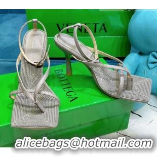 Sumptuous Bottega Veneta Stretch Strap Thong Sandals 9cm 060831 Grey 2021