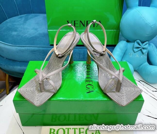 Sumptuous Bottega Veneta Stretch Strap Thong Sandals 9cm 060831 Grey 2021