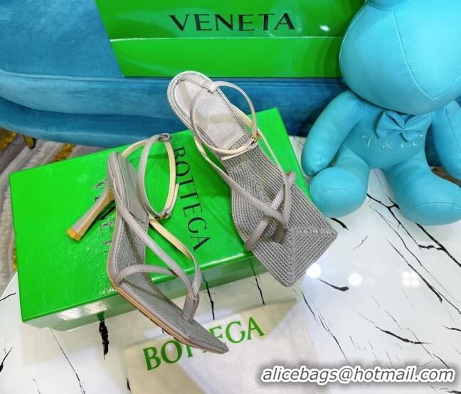 Sumptuous Bottega Veneta Stretch Strap Thong Sandals 9cm 060831 Grey 2021