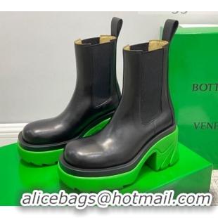 Luxury Bottega Veneta Flash Calfskin Short Boots 9.5cm 070638 Black/Grass Green 2021