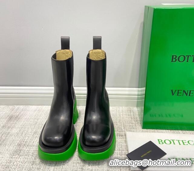 Luxury Bottega Veneta Flash Calfskin Short Boots 9.5cm 070638 Black/Grass Green 2021