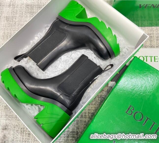 Luxury Bottega Veneta Flash Calfskin Short Boots 9.5cm 070638 Black/Grass Green 2021