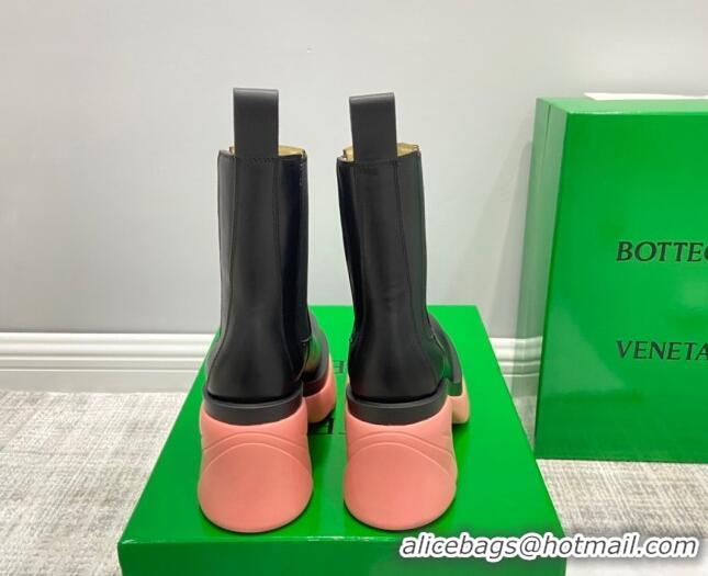 Hot Style Bottega Veneta Flash Calfskin Short Boots 9.5cm 070638 Black/Flamingo Pink 2021