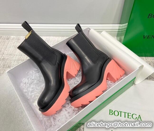 Hot Style Bottega Veneta Flash Calfskin Short Boots 9.5cm 070638 Black/Flamingo Pink 2021