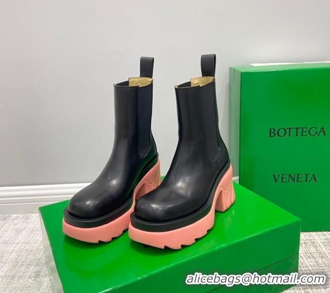 Hot Style Bottega Veneta Flash Calfskin Short Boots 9.5cm 070638 Black/Flamingo Pink 2021