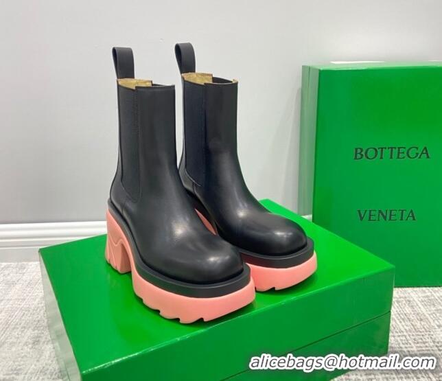 Hot Style Bottega Veneta Flash Calfskin Short Boots 9.5cm 070638 Black/Flamingo Pink 2021