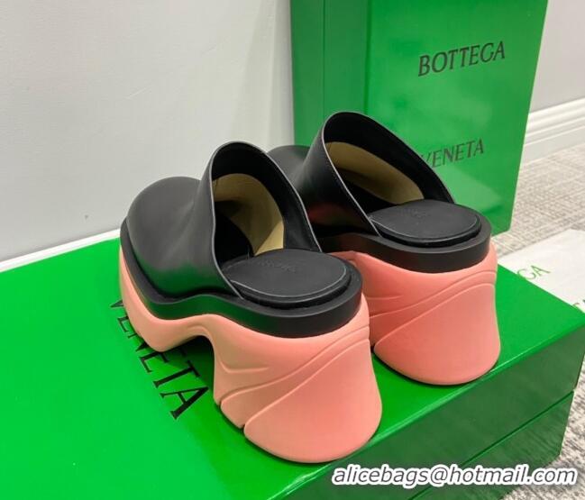 Unique Style Bottega Veneta Flash Calfskin Mules 9.5cm 070642 Black/Flamingo Pink 2021