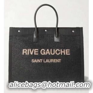 Best Price Yves Saint Laurent Tote Book Weave Shopping Bag D23698 Black