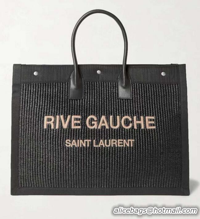 Best Price Yves Saint Laurent Tote Book Weave Shopping Bag D23698 Black