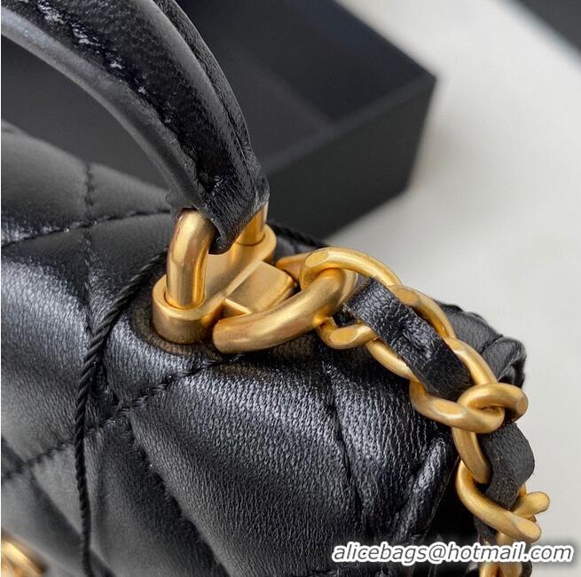 Top Quality CHANEL Top Handle Micro Mini Wallet On Chain AP2200 Black