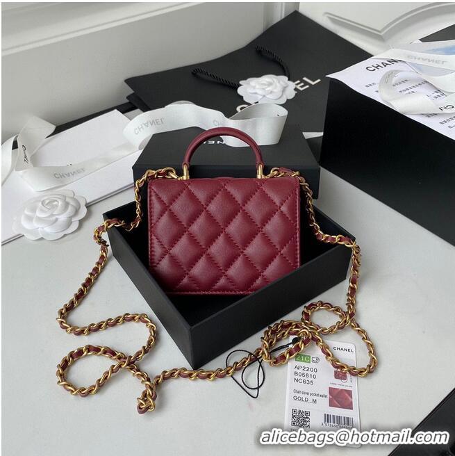 Best Product CHANEL Top Handle Micro Mini Wallet On Chain AP2200 Red