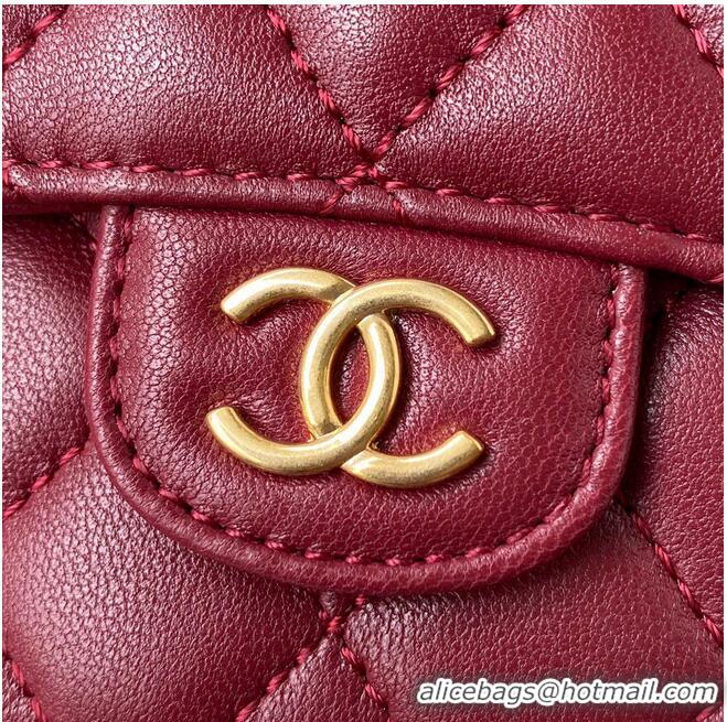 Best Product CHANEL Top Handle Micro Mini Wallet On Chain AP2200 Red