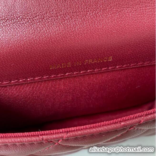 Best Product CHANEL Top Handle Micro Mini Wallet On Chain AP2200 Red