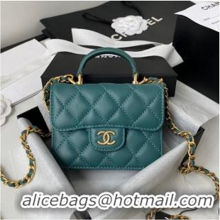 Well Crafted CHANEL Top Handle Micro Mini Wallet On Chain AP2200 Green