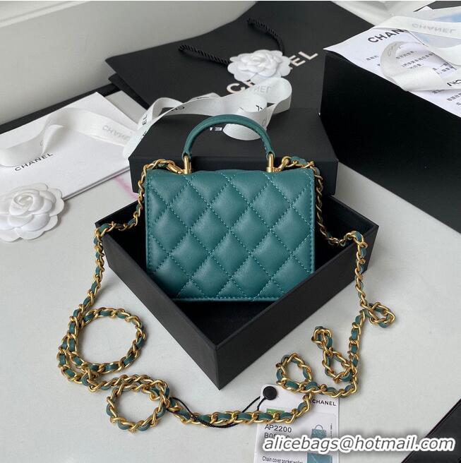 Well Crafted CHANEL Top Handle Micro Mini Wallet On Chain AP2200 Green