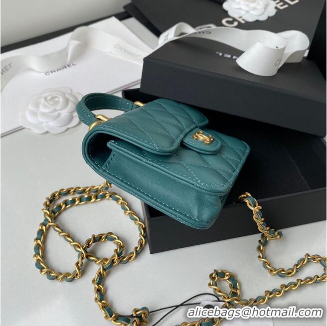 Well Crafted CHANEL Top Handle Micro Mini Wallet On Chain AP2200 Green