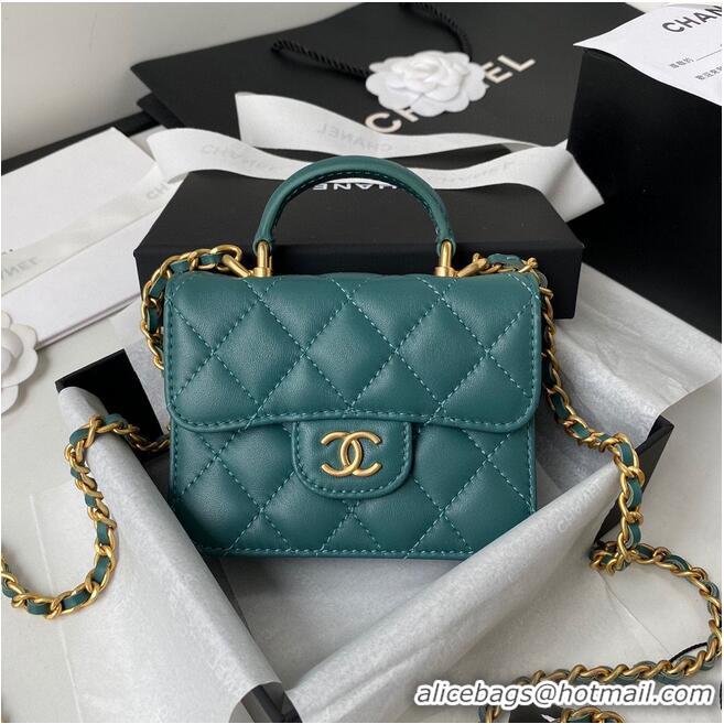 Well Crafted CHANEL Top Handle Micro Mini Wallet On Chain AP2200 Green