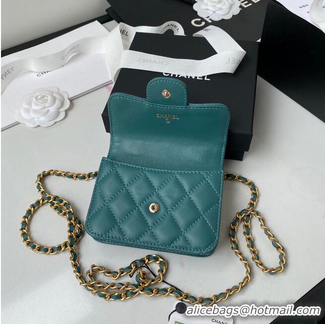 Well Crafted CHANEL Top Handle Micro Mini Wallet On Chain AP2200 Green