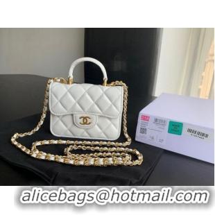 Affordable Price CHANEL Top Handle Micro Mini Wallet On Chain AP2200 White