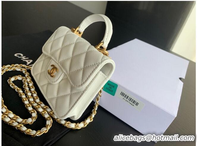 Affordable Price CHANEL Top Handle Micro Mini Wallet On Chain AP2200 White