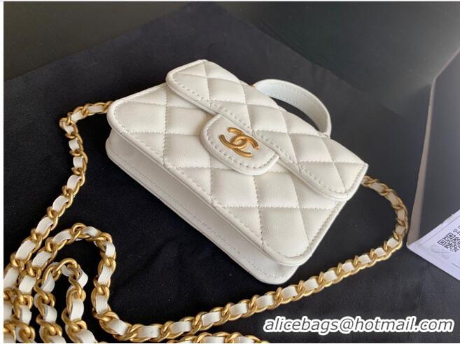 Affordable Price CHANEL Top Handle Micro Mini Wallet On Chain AP2200 White