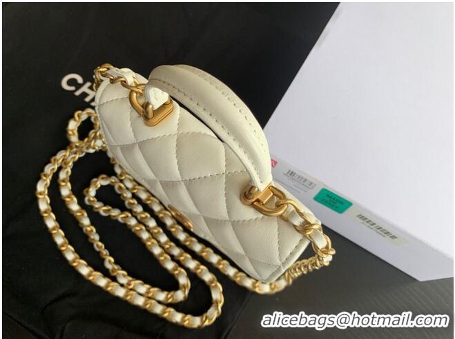 Affordable Price CHANEL Top Handle Micro Mini Wallet On Chain AP2200 White