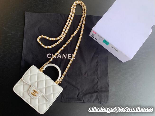 Affordable Price CHANEL Top Handle Micro Mini Wallet On Chain AP2200 White