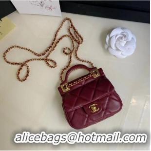 Discount CHANEL Top Handle Micro Mini Wallet On Chain AP2206 Red