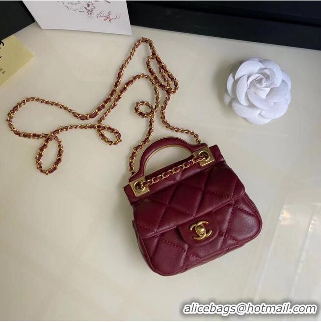 Discount CHANEL Top Handle Micro Mini Wallet On Chain AP2206 Red