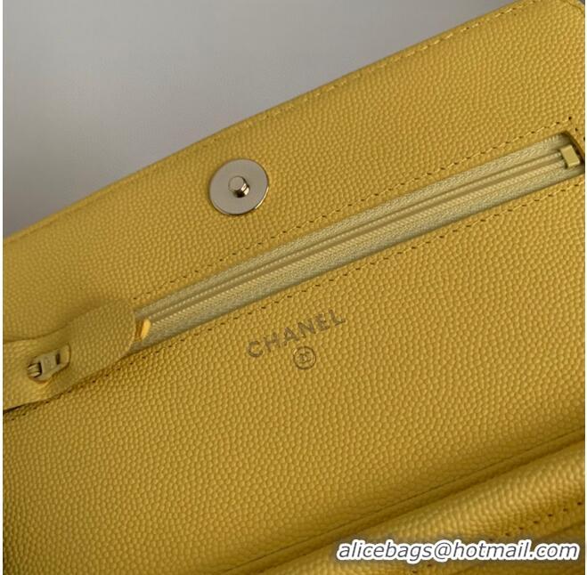 Buy Classic Chanel WOC Original Caviar Leather Flap cross-body bag V33818 Yellow