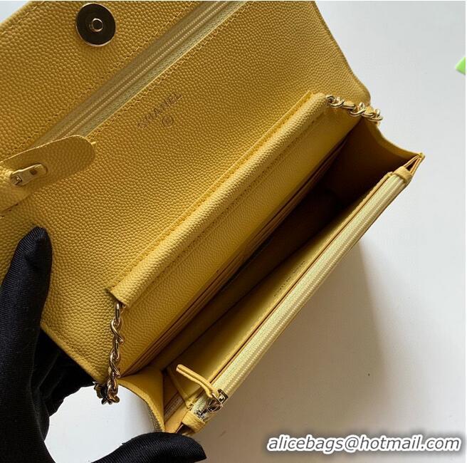 Buy Classic Chanel WOC Original Caviar Leather Flap cross-body bag V33818 Yellow