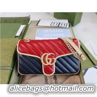 Top Quality Gucci GG Marmont small shoulder bag 443497 Blue and red