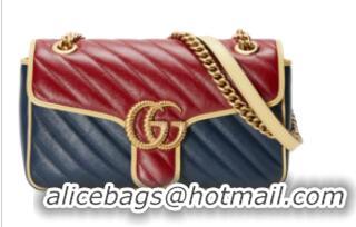 Top Quality Gucci GG Marmont small shoulder bag 443497 Blue and red